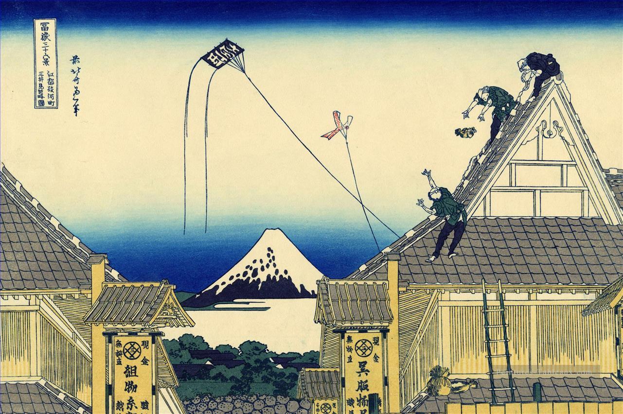 Boutique Mitsui sur la rue Suruga à Edo Katsushika Hokusai ukiyoe Peintures à l'huile